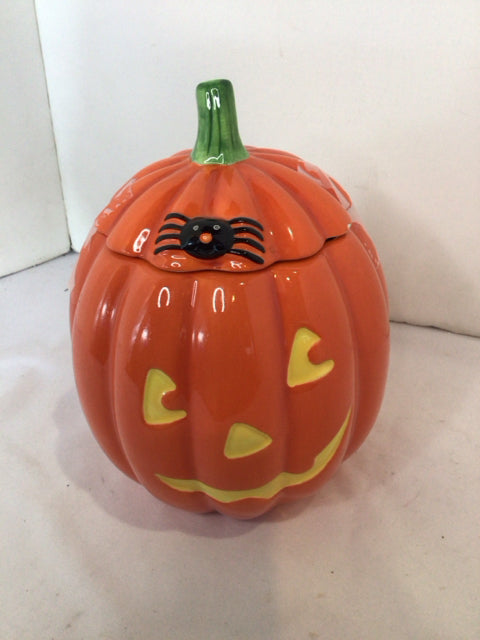 Halloween Orange/Yellow Ceramic Pumpkin Lidded Holiday Item