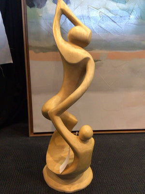 Modern Light Wood Wood People Statue