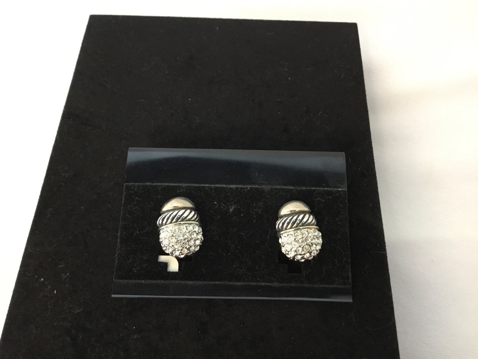 Rhinestone Silver Pave Earrings
