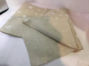 Table Runner Beige Cotton Snow Flake Holiday Item