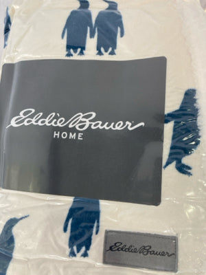 Eddie Bauer Blue/White Polyester Penguin Throw