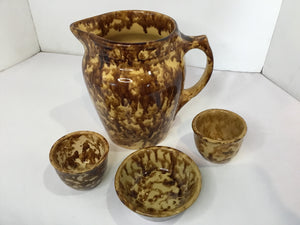 Vintage Tan/Brown Pottery Drip Pitcher