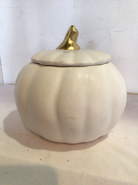 White Ceramic Pumpkin Holiday Item