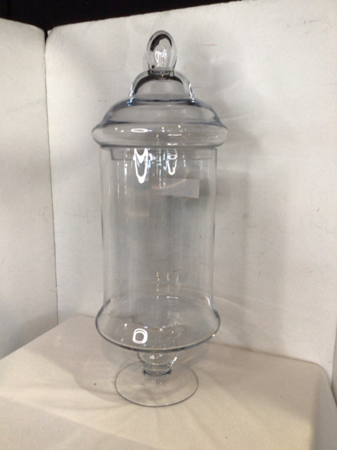 Lidded Clear Glass Pedestal Jar