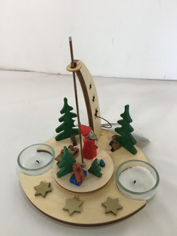 Dregeno Christmas Brown/Multi Wood Votive Holiday Item