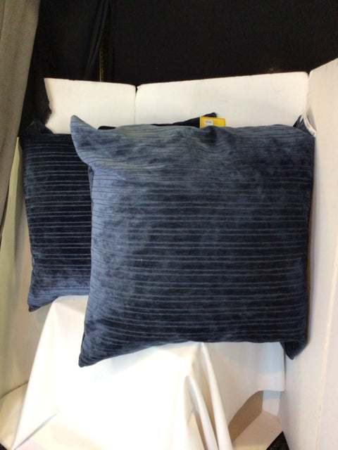 Blue Velour Down Filled Pillow Set