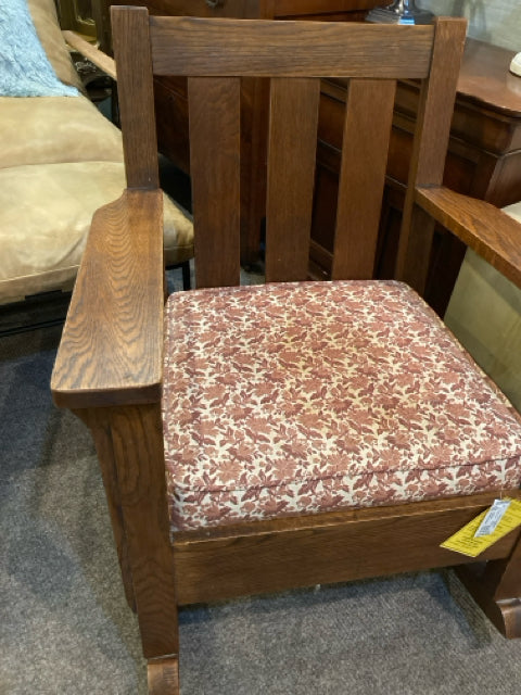 Vintage Arts & Crafts Wood Brown Rocking Chair