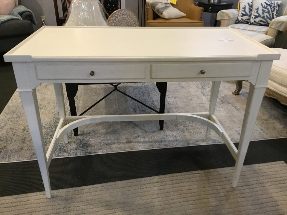 2 Drawer Wood Open Leg White Desk