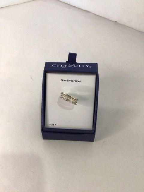 Silver Plated Silver Cubic Zirconia Ring