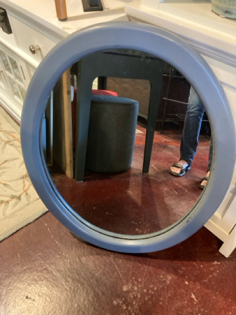 Gray Wood Oval Mirror