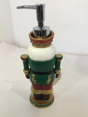 Soap Dispenser Green/White Resin Nutcracker Holiday Item