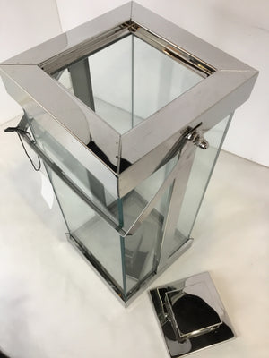 Silver Metal/Glass Lantern
