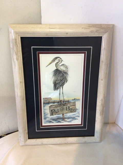 Blue/White Bird Framed Art