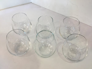 Stemless Clear Glass Set of 6 Glasses