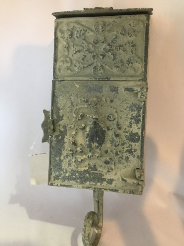 Vintage Gray Metal Hanging Mail Box