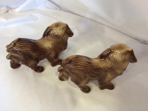 Staffordshire Pair Brown Porcelain Dog Figurine