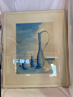 Blue/White Vase Fruit Framed Art