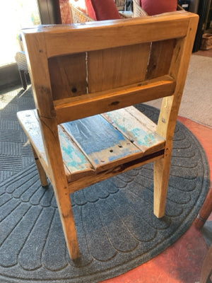 Rustic Wood Armless Multi-Color Chair