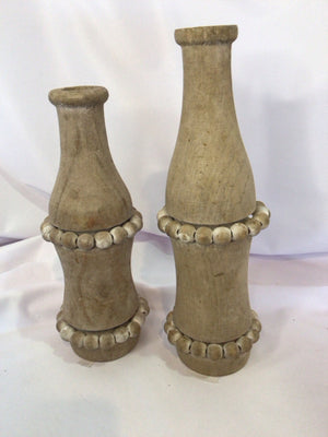 Set of 2 Gray Wood 2 Sizes Bottle