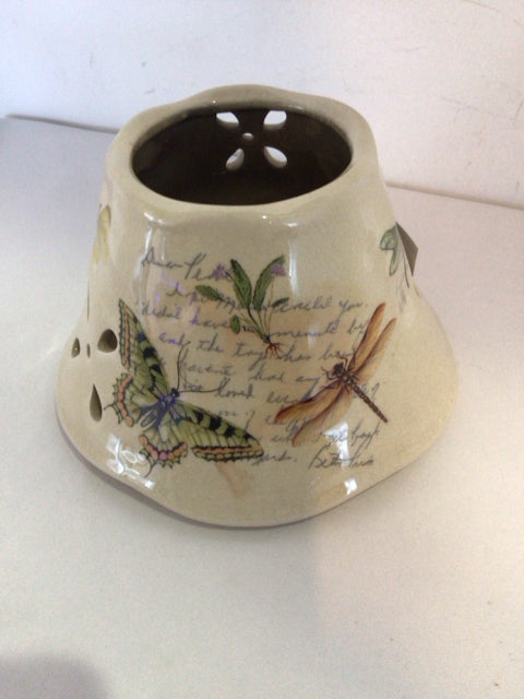 Cream/Multi Ceramic Dragonfly Candle Access.