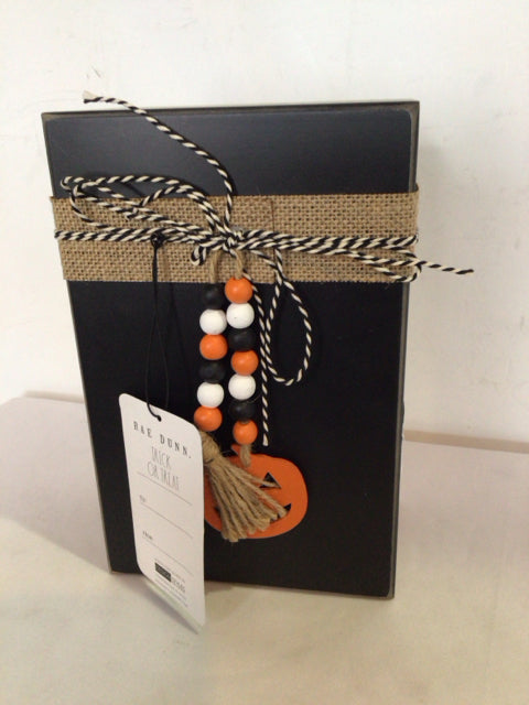 Rae Dunn Halloween Black/Orange Wood Box Decoration