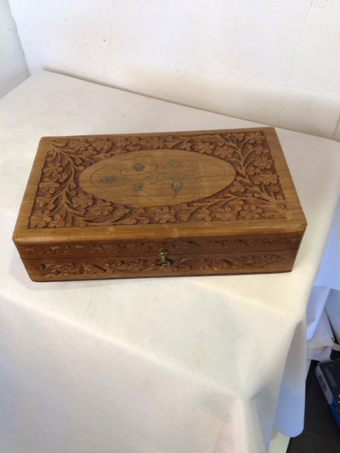 Carved Wood Brown Box