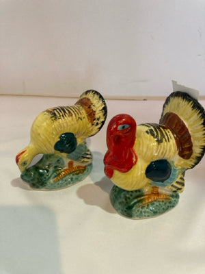 Salt & Pepper Multi-Color Ceramic Turkey Pair Holiday Item