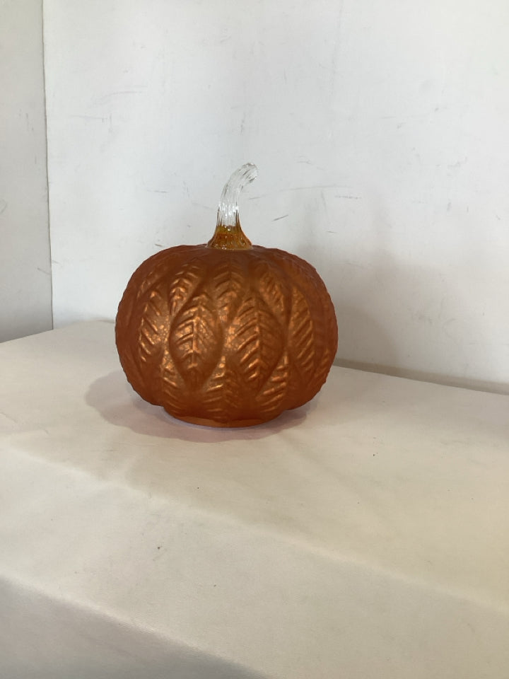 Battery Operated Orange Glass Pumpkin Holiday Item