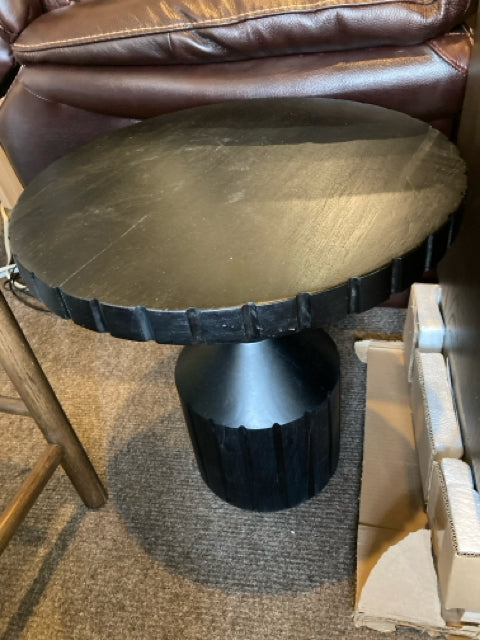 Arteriors Home Carved Wood Side table Black Table