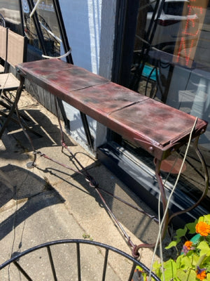 Vintage Cast Iron Tile Top Brown Table