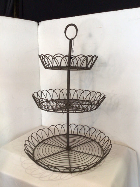Tiered Gray Wire Serving Dish