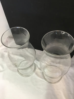 Clear Glass Hurricane Pair Candle Holder