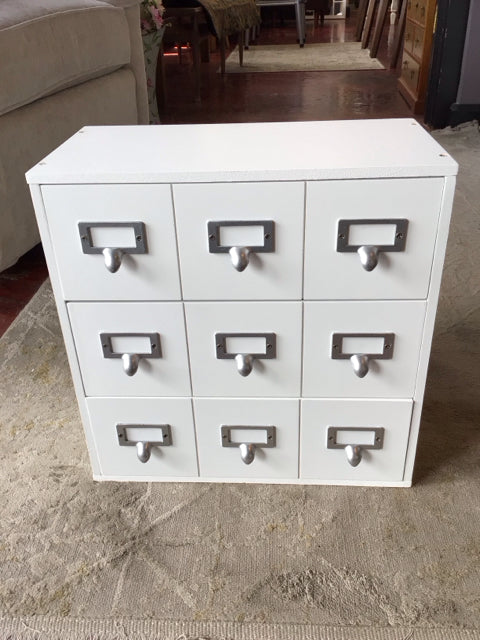Wood 9 Drawer White Organizer