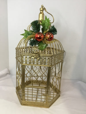 Gold Metal Birdcage Holiday Item