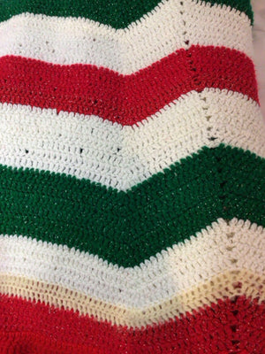 Handmade Red/Green Crochet Zig Zag Blanket