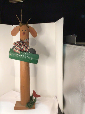 Brown Wood Reindeer Holiday Item