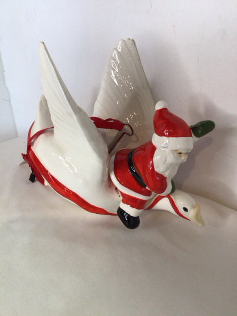 Musical Red & White Ceramic Santa Rotating Holiday Item