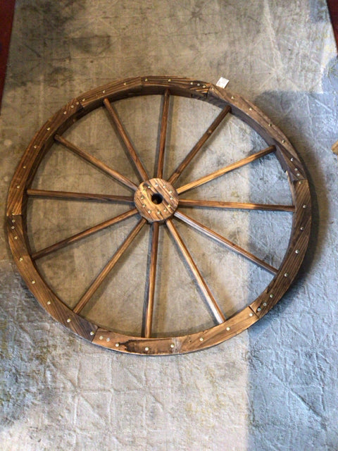 Wheels Brown Wood Wagon Decoration