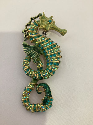 Kirk's Folly Green Seahorse Pin
