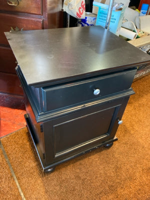 Wood 1 drawer Black Nightstand