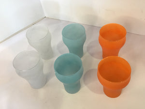 Retro Blue/White Glass Set of 6 Glasses