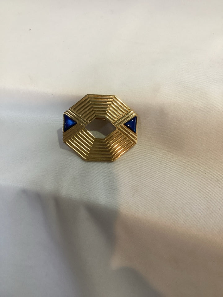 Avon Pin Gold Metal Octagon Jewelry Box