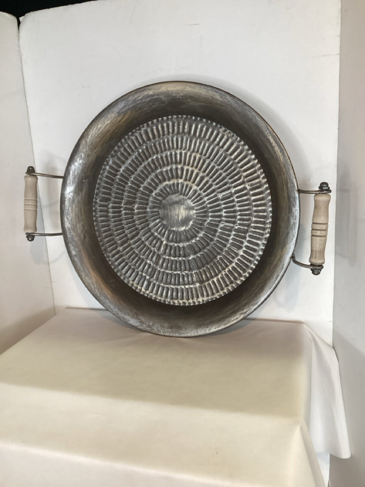 Metallic Hammered Handles Tray