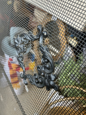 Reproduction Black Mesh Filigree Fireplace Screen