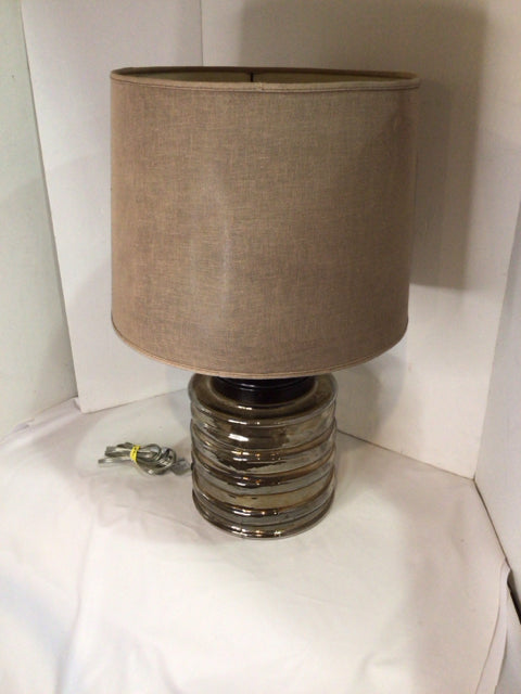 Amber Glass Ribbed Lamp