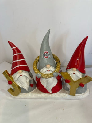 Figurine Red/Gray Resin Gnome Ohio State Holiday Item