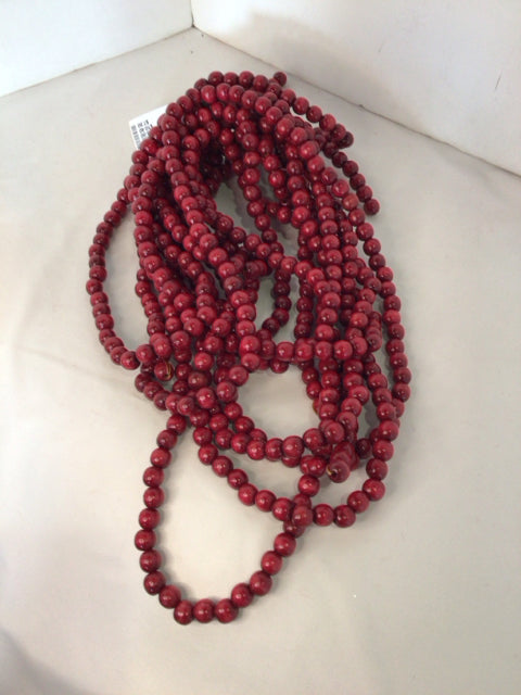 Garland Red Wood Beads Holiday Item