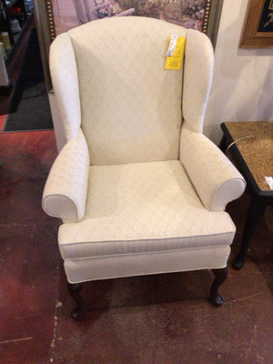 Wing Back Leaf Cream Chair