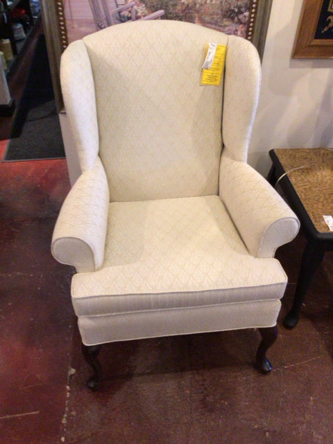 Wing Back Leaf Cream Chair