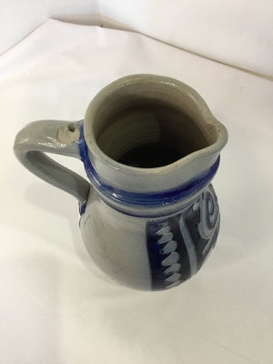 Gray/Blue Stoneware Pitcher